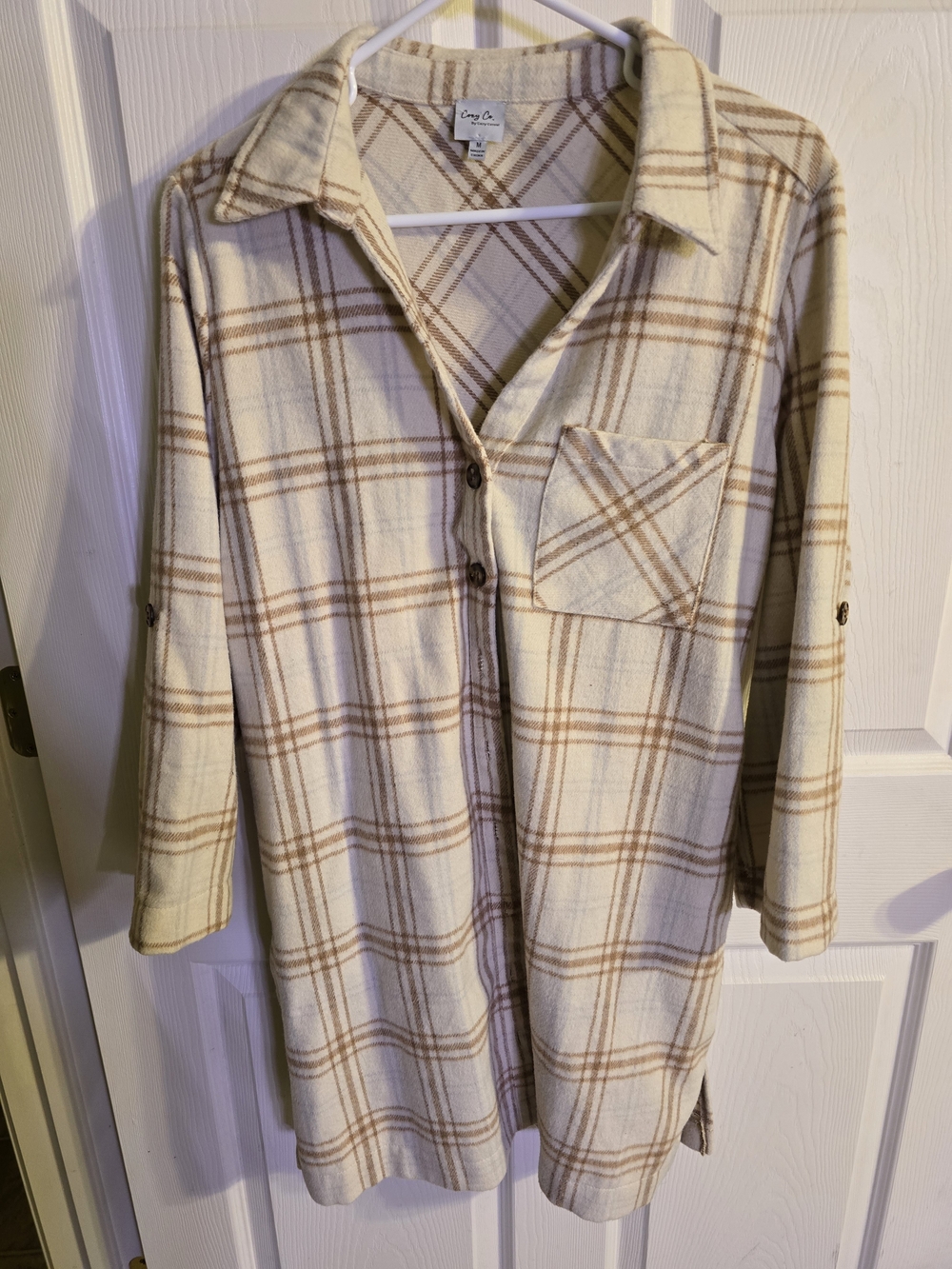 Cozy & Casual Cream Plaid Button-Down Shirt